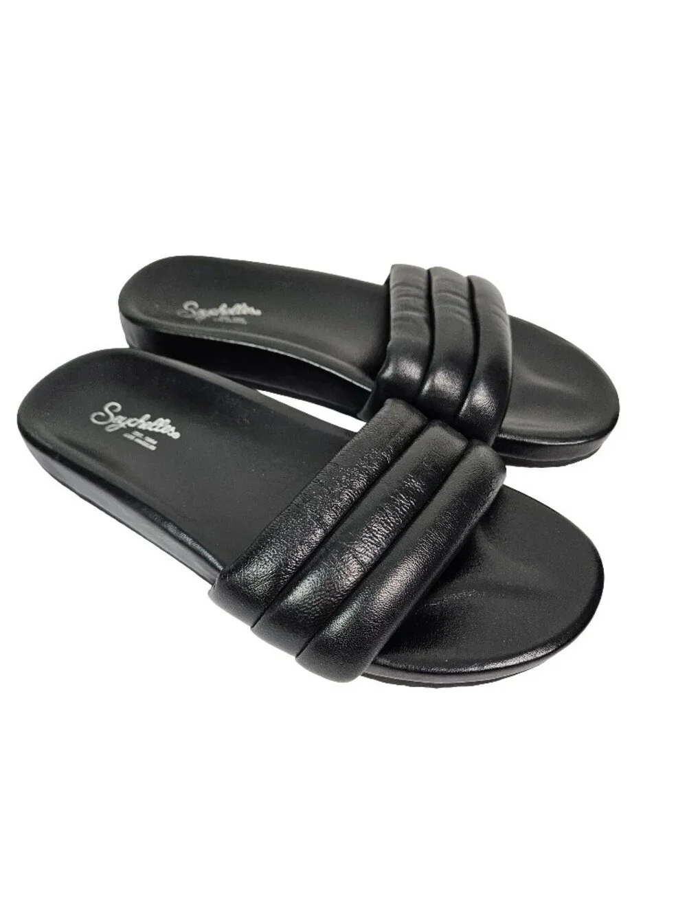 Seychelles Low Key Classic Black Leather Slide Sandal US 9